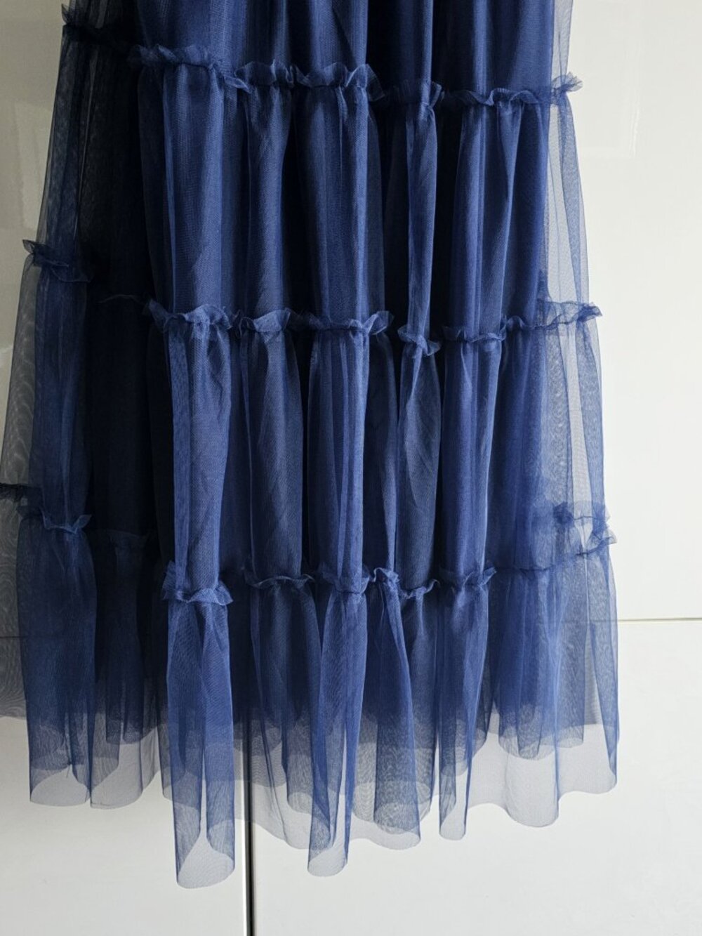 New Pretty Garden Cobalt Blue Smocked Tulle Dress with Pockets - Picture 7 of 11